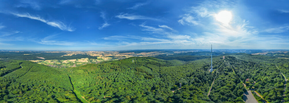 360&deg; VR Luftbildpanorama &uuml;ber dem Donnersberg Richtung Rheinhessen