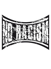 gebogen stempel tropfen graffiti spray no racism logo text dagegen nächstenliebe hass liebe rasse flüchtlinge willkommen bunt leben zusammen menschen dumm idioten nazis raus rassismus