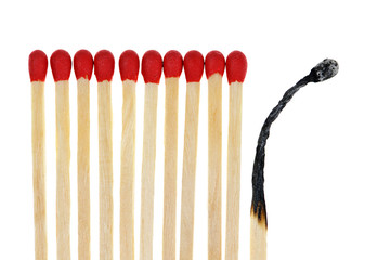 Matches with one burned out