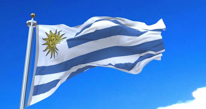 Waving Uruguay flag.