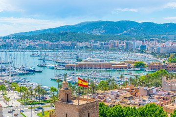 Aerial view of port in Palma de Mallorca, Spain © dudlajzov