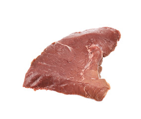 Fragment of a raw beef meat isolated