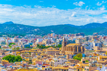Aerial view of Palma de Mallorca with Santa Cruz church, Spain © dudlajzov