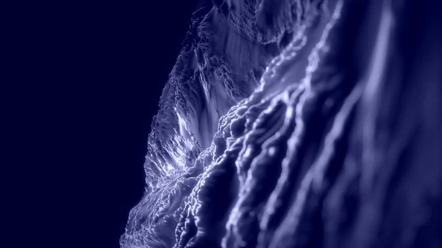 CG Fractal abstract background animation with depth of field. Seamless loop. Black and white.