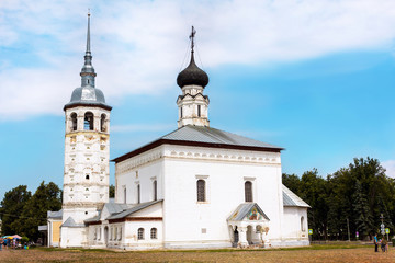Church of the resurrection with a bell tower in Suzdal. Golden Ring of Russia.
