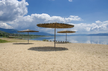 Sunshade on beach – Prespa Lake, Macedonia 