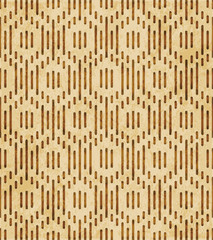 Fototapeta premium Retro brown cork texture grunge seamless background polygon geometry stitch cross frame line
