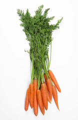 Ripe carrots on white background. Healthy diet