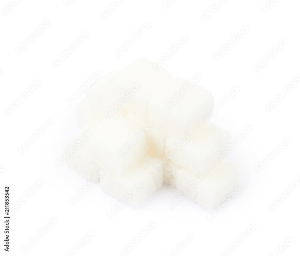 Sticker Pile of sugar cubes isolated