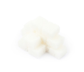 Pile of sugar cubes isolated