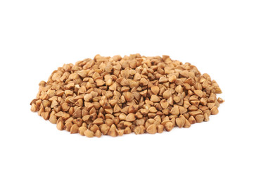 Pile of buckwheat seeds isolated