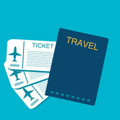 vector travel document passport for traveling abroad with plane tickets