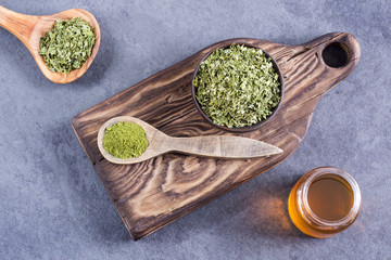 Moringa tea - Moringa oleifera. Top view