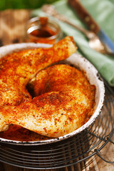 chicken legs spiced by special spice blend