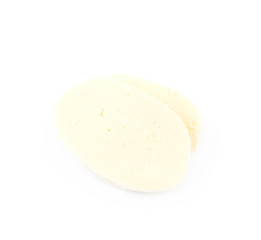 Sliced mozzarella cheese isolated