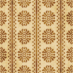 Retro brown cork texture grunge seamless background curve cross round flower triangle dot line