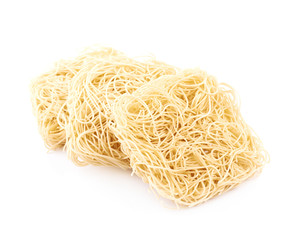 Block of instant noodles isolated