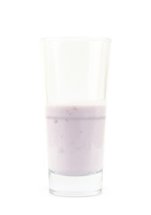Glass of flavoured yogurt isolated