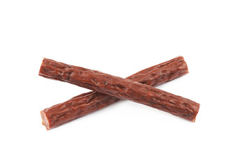 Cured stick of meat isolated