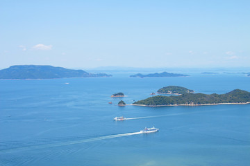 Ferryboats passing by one another on the seto inland sea,Takamatsu,shikoku,japan