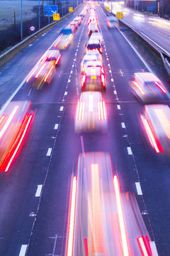 M8 Traffic trail lights and roadworks, Glasgow, Scotland