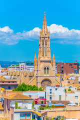 Aerial view of Palma de Mallorca with Santa Eulalia church, Spain © dudlajzov