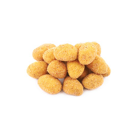 Breadcrumb coated nut pile isolated