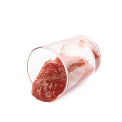 Glass shot of jam isolated