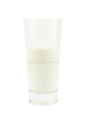 Tall glass of milk isolated