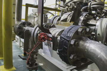 Gas process valve isolation lock out tag out,Lock closed,Lock open. Isolation tag.