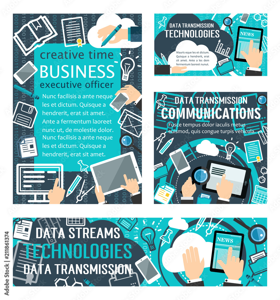 Aufkleber data streams technologies vector posters