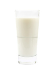 Tall glass of milk isolated