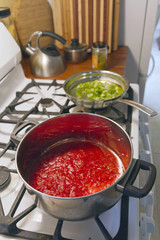 Home Cooking With Tomato Sauce and Peppers