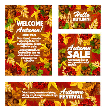 Autumn sale banner and fall festival poster design