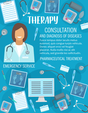 Vector medical clinic or therapy medicine poster