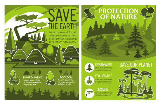 Save Earth poster of eco or environment protection