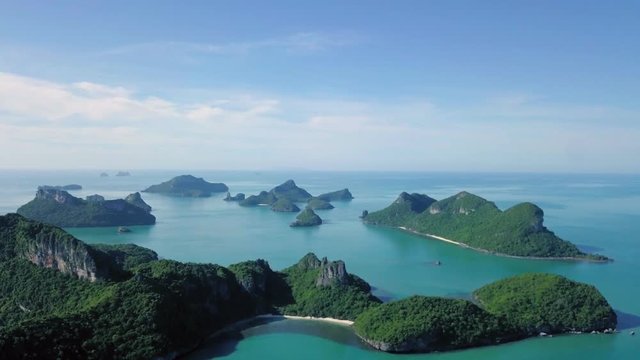 Aerial View of Tropical Islands at Angthong National Marine Park in Thailand