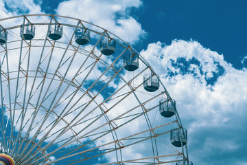 Ferris Wheel at Ocean CIty New Jersey Boardwalk with Blue Sky and Epic Clouds