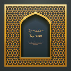 Ramadan Kareem Islamic design mosque golden door window tracery