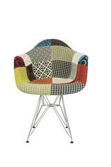 Patchwork Fabric Chair with Metal Legs, Front View