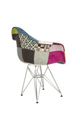 Patchwork Fabric Chair with Metal Legs, Rear Right