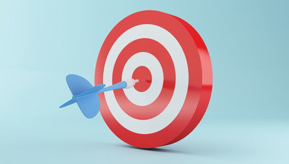3d Arrow hitting the center of red target.