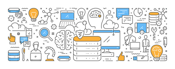 Vector line web banner for big data