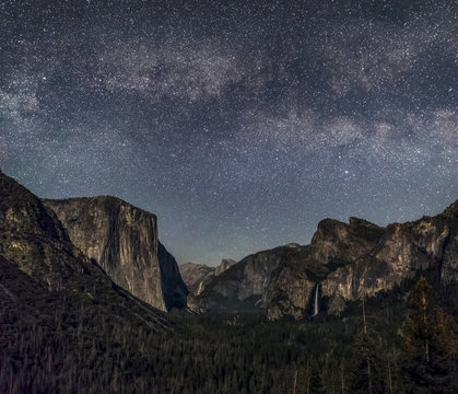 Moonlit Valley of Yosemite - California, USA