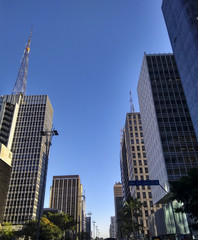 Fototapeta premium Photo of Avenue Paulista, Business Avenue of the city of Sao Paulo, Brazil South America 