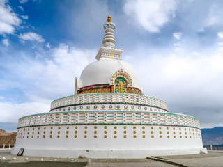Shanti stupa in Leh Ladakh, Jammu and Kashmir, India.