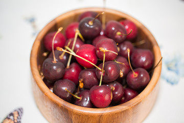 fresh sweet red cherry closeup.