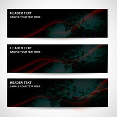 Fototapeta premium Abstract header color wave design element with red lighting effect. Red line and wave.Black backgrounds