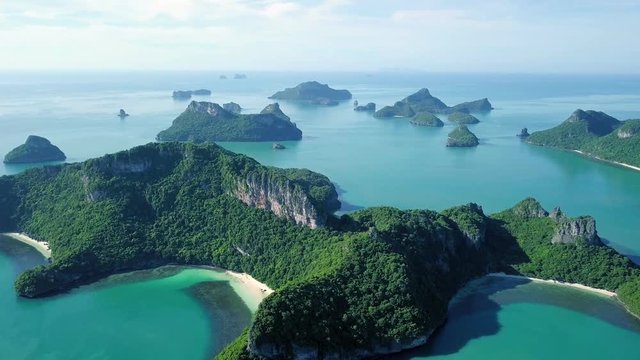 Aerial View of Tropical Islands at Angthong National Marine Park in Thailand