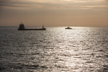 freight ship at sea